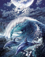 New 5D DIY Full Square / Round Diamond Painting Wave Dolphin Embroidery Rhinestone Cross Stitch Painting Diamond Home Decor Gift 2024 - buy cheap