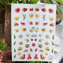 3D Stickers for Nails Sweet Fruit Pomegranate Leaf Design Nails Art Decoration Manicure Sticker Sliders Nail Foil Accessories 2024 - купить недорого