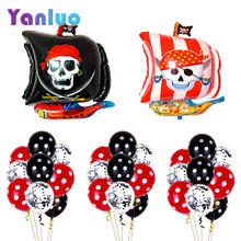 Juego de globos de papel de aluminio para fiesta de Cumpleaños de Niños, suministros de decoración para fiesta de ducha en inglés, barco pirata de dibujos animados 2024 - compra barato