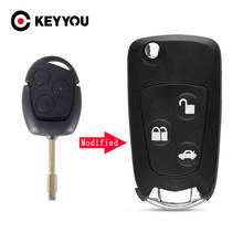 KEYYOU-funda para llave remota de coche, accesorio para Ford Mondeo Focus 2 3 Festiva Fiesta, 3 botones, sin cortar, plegable, modificado, 10 unids/lote 2024 - compra barato