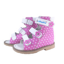 Sandalias planas rosas para niñas, zapatos ortopédicos de cuero con estampado Floral, calzado de verano 2024 - compra barato