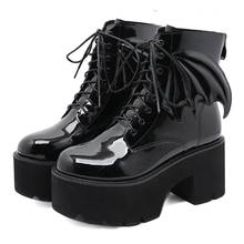 NEWDISCVRY-Botines de tacón alto de charol para mujer, botas de plataforma Demonia, estilo Punk gótico, Sexy, modelo ala de Ángel, 2020 2024 - compra barato