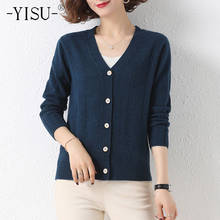 YISU Women Spring Sweater Cardigan V-Neck Solid color Spring tops Female Casual Thin section Buttons Knitted Cardigan 2021 New 2024 - buy cheap