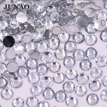 JUNAO 2, 3, 4, 5, 6 мм, прозрачные белые круглые стразы, аппликация с плоским основанием, хрустальные камни, клей для наклеек на смолы, стразы, алмазные поделки, сделай сам 2024 - купить недорого
