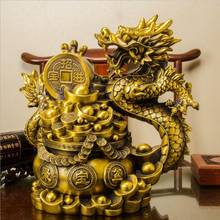 Estatua de cobre puro, adorno de dragón, artesanía, adorno de mesa de dragón de cobre Fengshui, cornucopia, Oficina 2024 - compra barato