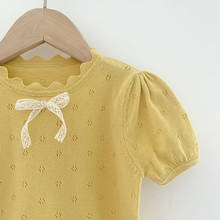 Suéter feminino de malha de manga curta, pulôver fofo para bebês meninas 2021 2024 - compre barato