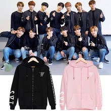 Kpop SEVENTEEN Pink cotton Zipper Women Hoodies korean autumn warm Hip Hop Hooded Sweatshirt men Casual Clothes XXXL 2024 - buy cheap