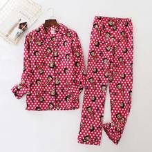 Autumn New Ladies Sleepwear Full Cotton Soft Turn-down Collar Cardigan+Pants 2Pcs Pajamas Set Women Winter Homewear Casual Wear 2024 - buy cheap
