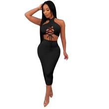 2 Pieces off shoulder women bandage bodycon dress lace up solid midi dress elegant party wear 2407 2024 - buy cheap