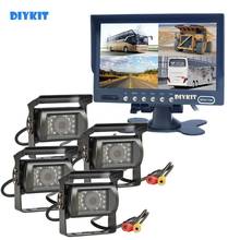 DIYKIT 7" 4 Split QUAD Rear View Monitor Car Monitor + CCD IR Night Vision Backup Rear View Camera Waterproof for Truck Bus RV 2024 - buy cheap