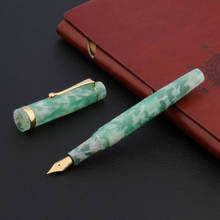 1pc Jade green Acrylic gift pen fashion Twist With Golden Clip gift Nib Fountain Pen 2024 - buy cheap