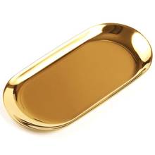 Metal Storage Tray Gold Oval Dotted Fruit Plate Small Items Jewelry Display Tray Mirror 2024 - buy cheap