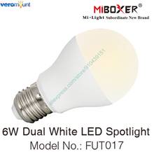 Miboxer fut017 6w branco duplo, lâmpada led inteligente ajustável e27 ac110v 220v 2.4g rf remoto wi-fi app alexa google controle por voz 2024 - compre barato