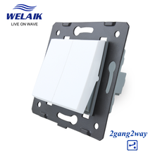 WELAIK EU Stairs Push Button 2Gang2Way Light Wall Switch DIY Parts Crystal-Glass-Panel AC250V A722W 2024 - buy cheap