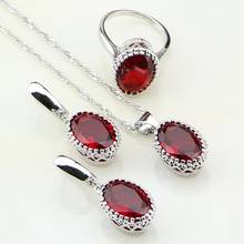 Crown 925 Sterling Silver Jewelry Red Australian Crystal Jewelry Sets For Women Wedding Earring/Pendant/Necklace/Ring 2024 - buy cheap