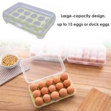 Caja de plástico para almacenamiento de huevos, organizador portátil de 15 rejillas para alimentos, cajas de cartón para refrigerador, cocina, Picnic salvaje, nuevo 2024 - compra barato