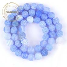 Natural luz azul rachado grânulos de pedra resistidos redondo solto espaçador grânulos para fazer jóias diy pulseira colar 4/6/8/10/12mm 2024 - compre barato