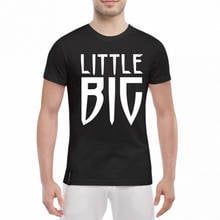 Футболка мужская хлопковая с надписью Little Big Band, рубашка в русском стиле, черная, на лето 2024 - купить недорого