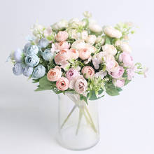 Винтажные шелковые цветы, 11 цветов, искусственные Чайные розы в стиле ретро, букет невесты для свадебного украшения, искусственные цветы для дома 2024 - купить недорого