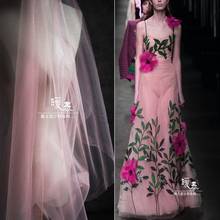 Перламутровая Тюлевая ткань, розовый шарф «сделай сам», фата, цветок, пушистая юбка, фон для декора, свадебное платье, кружевная модная дизайнерская ткань 2024 - купить недорого