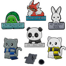 Lovely Animal Letters Brooch Enamel Pin Women Men Lapel pin Badges Cute Rabbit Fox Cat Brooches pins Gift 2024 - buy cheap