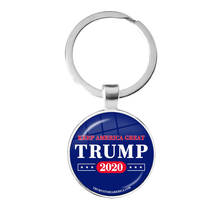 Donald trump 2020 coleção de vidro cabochão colar eua bandeira manter américa grande 3d impressão chaveiro titular jewrlry para suporte 2024 - compre barato