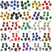 Набор кубиков, 25 цветов, 7 шт./лот, D4,D6,D8,D10,D10 %,D12,D20, цветные аксессуары для настольных игр, DnD, RPG 2024 - купить недорого