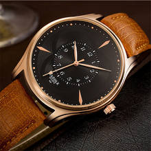 Relógio esportivo masculino quartz, pulseira de couro 2024 - compre barato