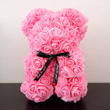 Розовый плюшевый мишка 25 см искусственные цветы розы медведь ПЭ пена Роза медведь Девушка День Святого Валентина подарок на день рождения Прямая доставка 2024 - купить недорого