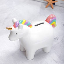 Hucha grande con forma de unicornio para niños, caja fuerte para monedas, hucha para ahorro de dinero, regalos 2024 - compra barato