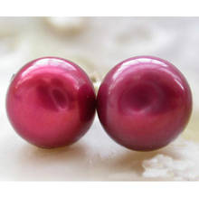 Joyería de perlas únicas para mujer, pendientes redondos de perlas de agua dulce púrpura de 10mm, pendiente de tuerca de plata 925, joyería de regalo encantadora 2024 - compra barato