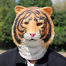 Máscara de tigre halloween látex máscara animal cos festa de máscaras chapelaria 2024 - compre barato