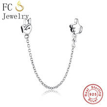 FC Jewelry Fit Original Brand Charms Bracelet 925 Sterling Silver Mickey Gesture Finger Victory Hand Bead Safety Chain Berloque 2024 - buy cheap