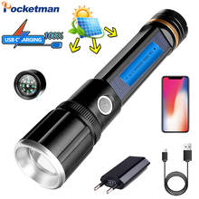 LED High Power Solar Charging LED Flashlight USB Rechargeable Torch Waterproof Flashlight Built-in 18650 Battery Hand Light 2024 - buy cheap