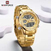 NAVIFORCE Men Military Sport Wrist Watch Gold Quartz Steel Waterproof Dual Display Male Casual Clock Watches Relogio Masculino 2024 - buy cheap