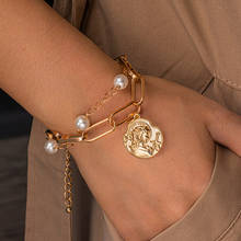 New Fashion Pearl Pendant Stainless Bracelet For Women Punk Chain Bracelets Charm Bracelets Gold Colour 2021 Trend Boho Jewelry 2024 - buy cheap