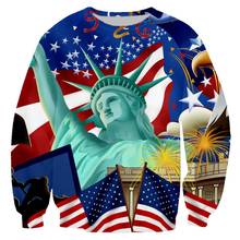 USA Flag Statue of Liberty Sweatshirt 3D Print Men Hipster Cool Colourful Streetwear Crewneck Sportswear Unisex Casual Tracksuit 2024 - buy cheap