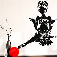 Adesivo de parede feminino africano, decoração de salão de beleza, turbante preto nativo, adesivos de parede removíveis, decoração de casa, quarto z161 2024 - compre barato