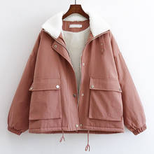 Herstory casaco feminino de lã falsa, jaqueta de inverno forrada com comprimento médio, quente e grosso, novo, 2020, 3 cores 2024 - compre barato