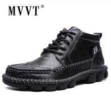 Hand Stitching Leather Men Boots Fashion Handmade Ankle Boots Outdoor Autumn Boots Men Casual Leather Shoes Man 2024 - buy cheap