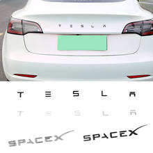 Наклейка на багажник автомобиля из АБС-пластика эмблема Стайлинг для Tesla модель 3 модели ModelX Roadster SpaceX буква логотип Автомобильная эмблема значок аксессуары 2024 - купить недорого