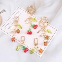 Cute Cherry Acrylic Keychain Simulation Orange Fruit Key Ring Women Couple Bag Car Pendant Keychain Jewelry Gift 2024 - buy cheap