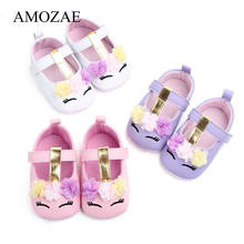 2022 New Arrival Toddler Baby Girls Flower Unicorn Shoes PU Leather Shoes Soft Sole Crib Shoes Spring Autumn First walkers 0-18M 2024 - buy cheap
