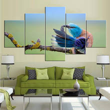 Home Decor 5 Piece HD Blue feathered bird wallpaper Painting For Living Room Decoration Pictures Wholesale Home Decor 2024 - buy cheap