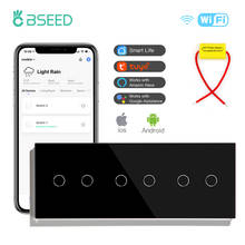 Bseed-interruptor touch screen inteligente de parede, wi-fi, 6gang, 1/2/3way, touch screen, luz de fundo led, google aleax, aplicativo 2024 - compre barato