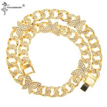 Cristal de Hip Hop-pulsera de oro pavé ostentoso de circón para hombre, brazalete de cadena cubana Miami para hombre, joyería con mariposa 2024 - compra barato