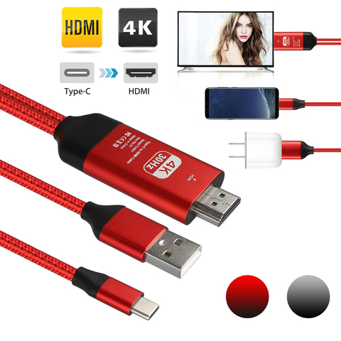 USB Tipo C HDTV HDMI AV TV Cable Adaptador Samsung Galaxy S8 S9 S10 MAC XPS Huawei 
