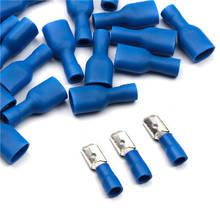 50/20pcs 6.3mm 16-14AWG Female Male Electrical Wiring Connector Insulated Crimp Terminal Spade Blue FDFD2-250 MDD2-250 2024 - buy cheap