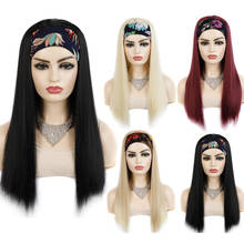 22" Long Afro Kinky Straight Headband Wigs For Women  Synthetic High Temperature Fiber Yaki Straight Hair Wig With Headband 2024 - buy cheap