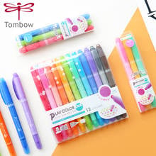 Caneta fluorescente tombow japonesa 1 peça, marcador de ponta dupla, caneta de punção manual multicolorida opcional 2024 - compre barato